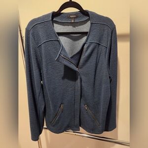 torrid Textured Blue Asymmetrical Zip Blazer